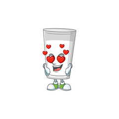 Sticker - Charming glass of milk cartoon character with a falling in love face