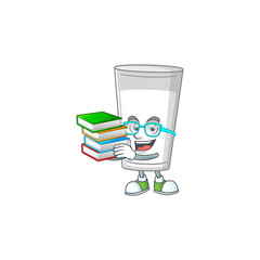 Poster - A mascot design of glass of milk student character with book