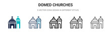 Blue Domed Churches Icon In Filled, Thin Line, Outline And Stroke Style. Vector Illustration Of Two Colored And Black Blue Domed Churches Vector Icons Designs Can Be Used For Mobile, Ui, Web
