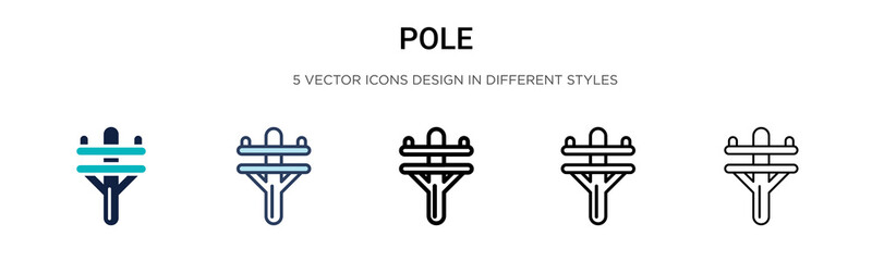 Pole icon in filled, thin line, outline and stroke style. Vector illustration of two colored and black pole vector icons designs can be used for mobile, ui, web