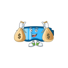 Poster - Blissful rich safety glasses cartoon character having money bags