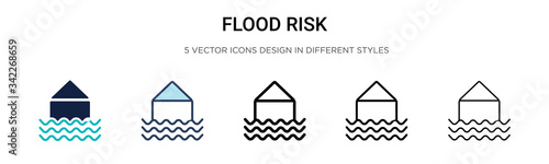 Fotografía Flood risk icon in filled, thin line, outline and stroke style