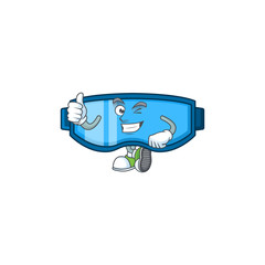 Poster - Mascot design style of safety glasses showing Thumbs up finger