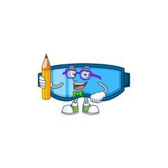 Canvas Print - Safety glasses student cartoon character studying with pencil