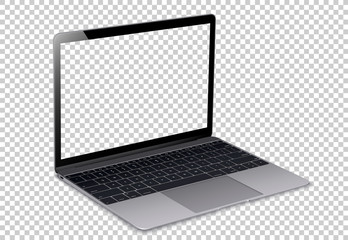 Wall Mural - laptop screen mockup. open laptop dark gray color with blank screens for you design. realistic vecto