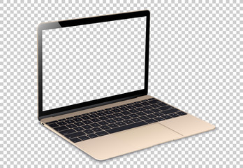 Wall Mural - laptop screen mockup. open laptop gold color with blank screens for you design. realistic vector ill