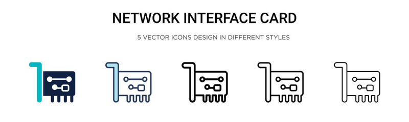 Wall Mural - network interface card icon in filled, thin line, outline and stroke style. vector illustration of t