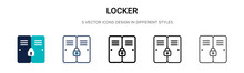 Locker Icon In Filled, Thin Line, Outline And Stroke Style. Vector Illustration Of Two Colored And Black Locker Vector Icons Designs Can Be Used For Mobile, Ui, Web