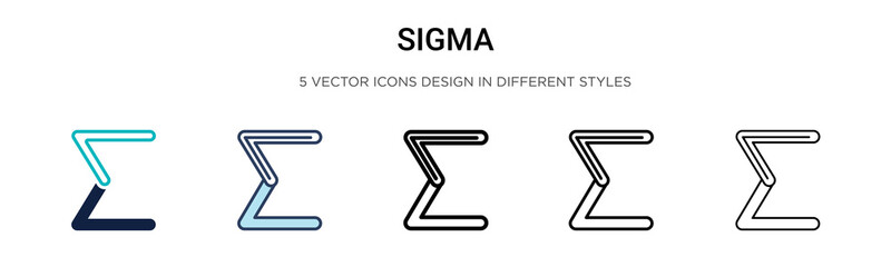 sigma icon in filled, thin line, outline and stroke style. vector illustration of two colored and bl