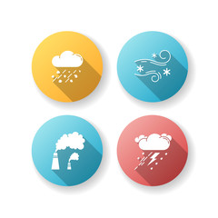 Poster - Bad weather forecast flat design long shadow glyph icons set