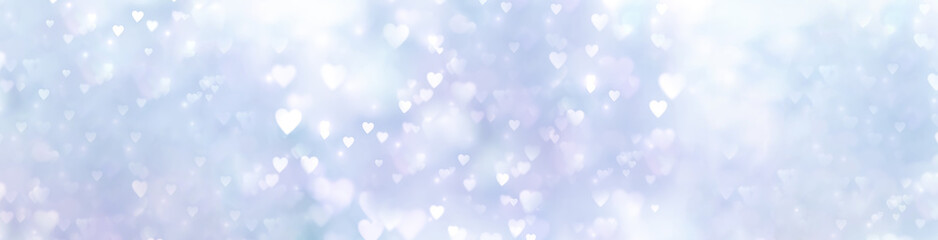 Wall Mural - Abstract blue pink background banner with hearts - concept mother's day, father's day, love or christmas and winter sky