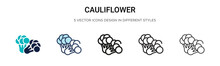 Cauliflower Icon In Filled, Thin Line, Outline And Stroke Style. Vector Illustration Of Two Colored And Black Cauliflower Vector Icons Designs Can Be Used For Mobile, Ui, Web