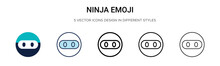 Ninja Emoji Icon In Filled, Thin Line, Outline And Stroke Style. Vector Illustration Of Two Colored And Black Ninja Emoji Vector Icons Designs Can Be Used For Mobile, Ui, Web