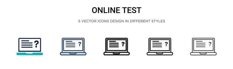 Wall Mural - online test icon in filled, thin line, outline and stroke style. vector illustration of two colored 
