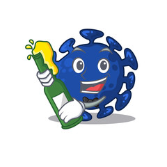 Wall Mural - Mascot character design of streptococcus say cheers with bottle of beer