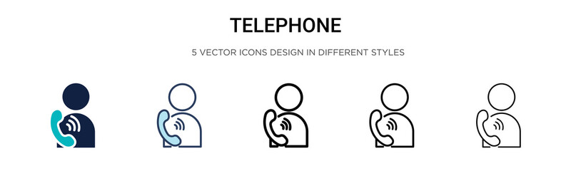 Wall Mural - telephone icon in filled, thin line, outline and stroke style. vector illustration of two colored an