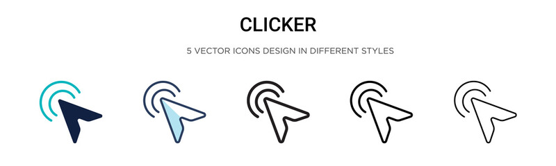 Wall Mural - Clicker icon in filled, thin line, outline and stroke style. Vector illustration of two colored and black clicker vector icons designs can be used for mobile, ui, web