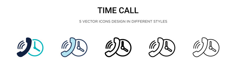 Wall Mural - time call icon in filled, thin line, outline and stroke style. vector illustration of two colored an