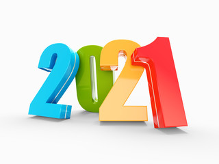 Wall Mural - happy new year 2021 colorful calendar background series 3d render
