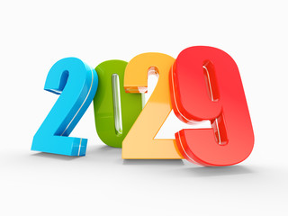 Wall Mural - happy new year 2029 colorful calendar background series 3d render