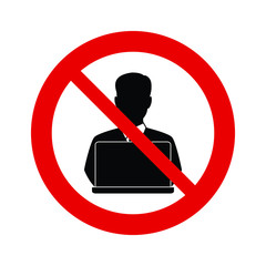 Canvas Print - do not  use laptop icon. forbidden sign. 