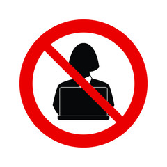 Canvas Print - do not  use laptop icon. forbidden sign. 