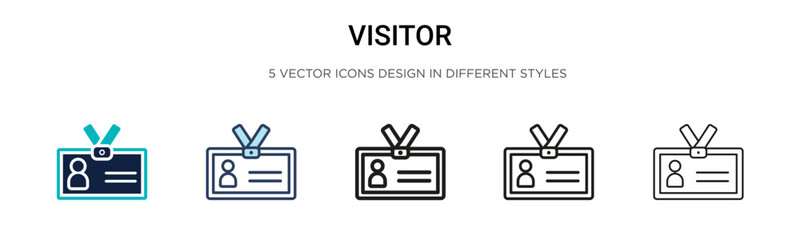 Visitor icon in filled, thin line, outline and stroke style. Vector illustration of two colored and black visitor vector icons designs can be used for mobile, ui, web