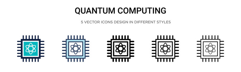 Wall Mural - quantum computing icon in filled, thin line, outline and stroke style. vector illustration of two co