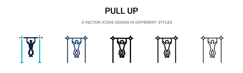 Pull up icon in filled, thin line, outline and stroke style. Vector illustration of two colored and black pull up vector icons designs can be used for mobile, ui, web