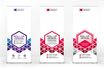 Wall Mural - set of different design options for advertising banners roll-up, modern design for presentations, co