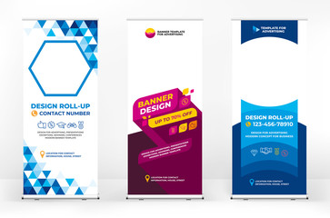Wall Mural - set of different design options for advertising banners roll-up, modern design for presentations, co