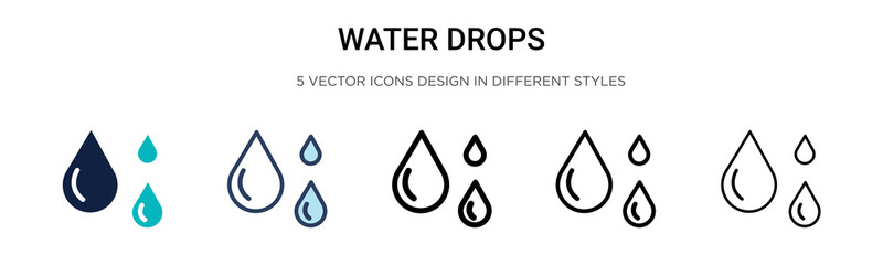 Sticker - water drops icon in filled, thin line, outline and stroke style. vector illustration of two colored 
