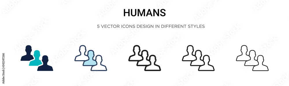 Humans icon in filled, thin line, outline and stroke style. Vector ...