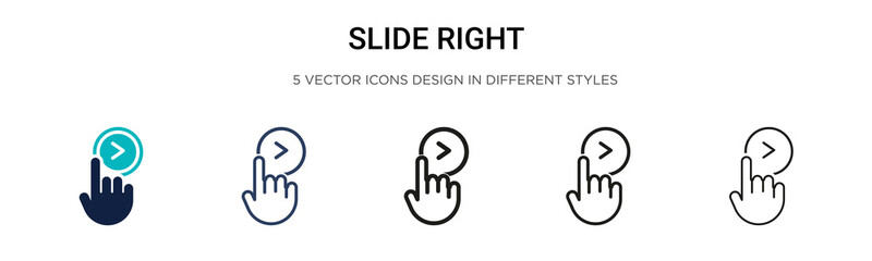 Wall Mural - slide right icon in filled, thin line, outline and stroke style. vector illustration of two colored 