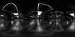 Full 360 degree equirectangular panorama hdri of dark modern futuristic shiny reflective building interior 3d render illustration
