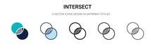 Intersect Icon In Filled, Thin Line, Outline And Stroke Style. Vector Illustration Of Two Colored And Black Intersect Vector Icons Designs Can Be Used For Mobile, Ui, Web