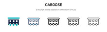 Caboose Icon In Filled, Thin Line, Outline And Stroke Style. Vector Illustration Of Two Colored And Black Caboose Vector Icons Designs Can Be Used For Mobile, Ui, Web