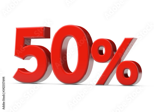 Fotografía 50 percent red promotional sale sign. 3D Render