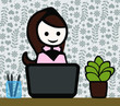 female_character_home office_notebook_plant_wallpaper_pattern_by jziprian