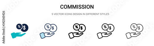 Fotomural Commission icon in filled, thin line, outline and stroke style
