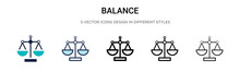 Balance Icon In Filled, Thin Line, Outline And Stroke Style. Vector Illustration Of Two Colored And Black Balance Vector Icons Designs Can Be Used For Mobile, Ui, Web