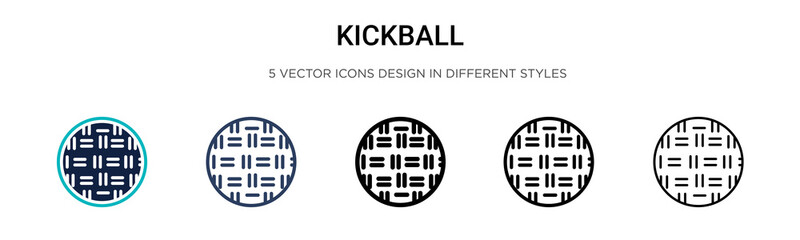 Kickball icon in filled, thin line, outline and stroke style. Vector illustration of two colored and black kickball vector icons designs can be used for mobile, ui, web