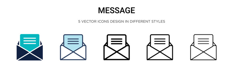 Wall Mural - message icon in filled, thin line, outline and stroke style. vector illustration of two colored and 