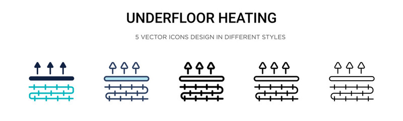 Underfloor heating icon in filled, thin line, outline and stroke style. Vector illustration of two colored and black underfloor heating vector icons designs can be used for mobile, ui, web