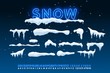© executioner4 - Snow caps, snowballs and snowdrifts are installed. Element of winter decor for design of banners, leaflets, postcards . Vector illustration with neon alphabet style.