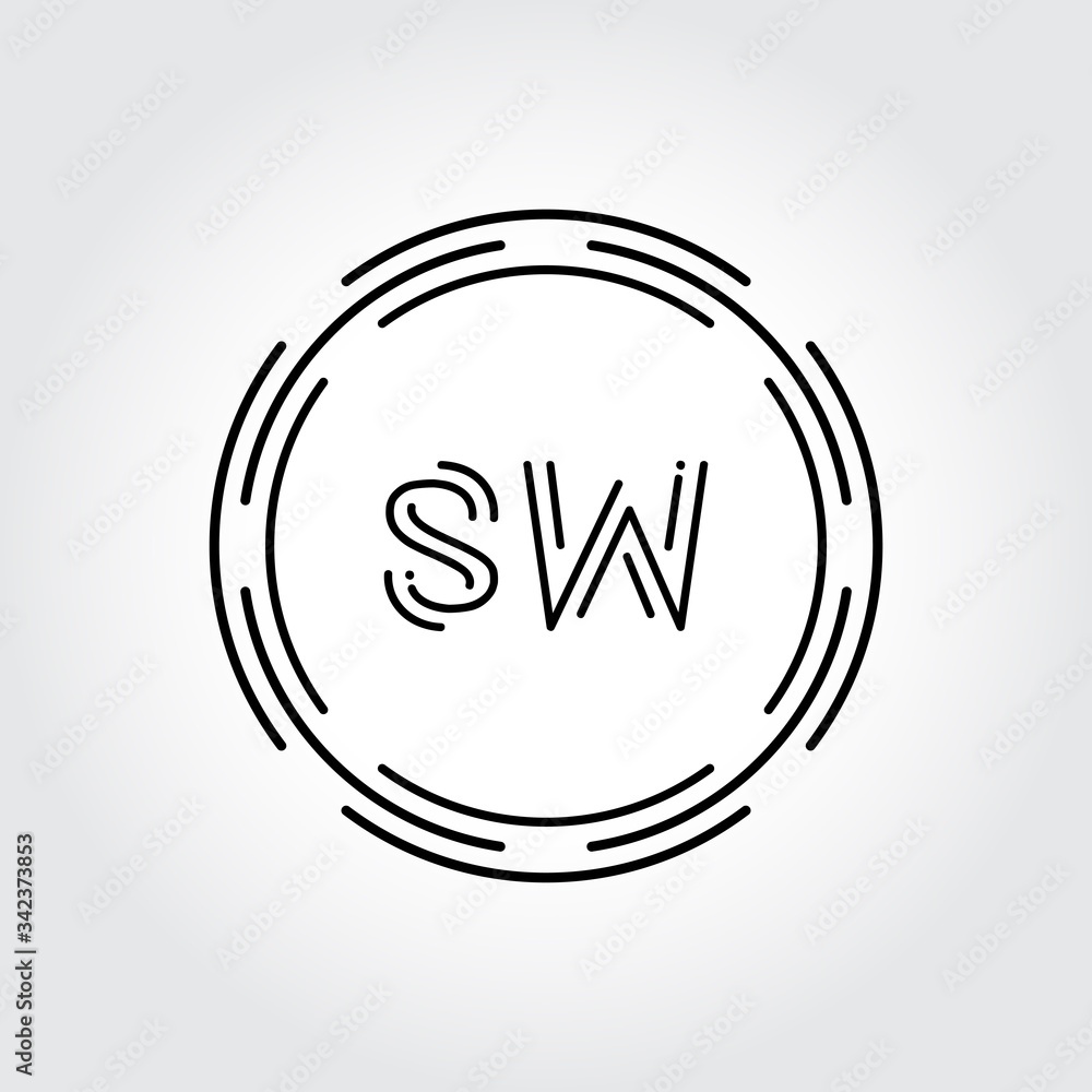 Initial SW Logo Design Creative Typography Vector Template. Digital ...