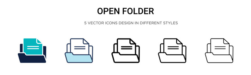 Wall Mural - open folder icon in filled, thin line, outline and stroke style. vector illustration of two colored 