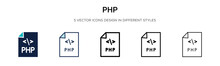 Php Icon In Filled, Thin Line, Outline And Stroke Style. Vector Illustration Of Two Colored And Black Php Vector Icons Designs Can Be Used For Mobile, Ui, Web