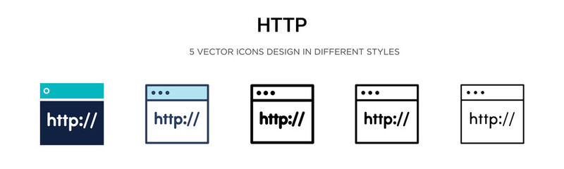 Http icon in filled, thin line, outline and stroke style. Vector illustration of two colored and black http vector icons designs can be used for mobile, ui, web