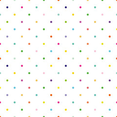 Ditsy vector polka dot seamless pattern background. Small circles bright multicolor backdrop. Regular geometric repeat confetti design. All over print fo summer or birthday party celebration concept